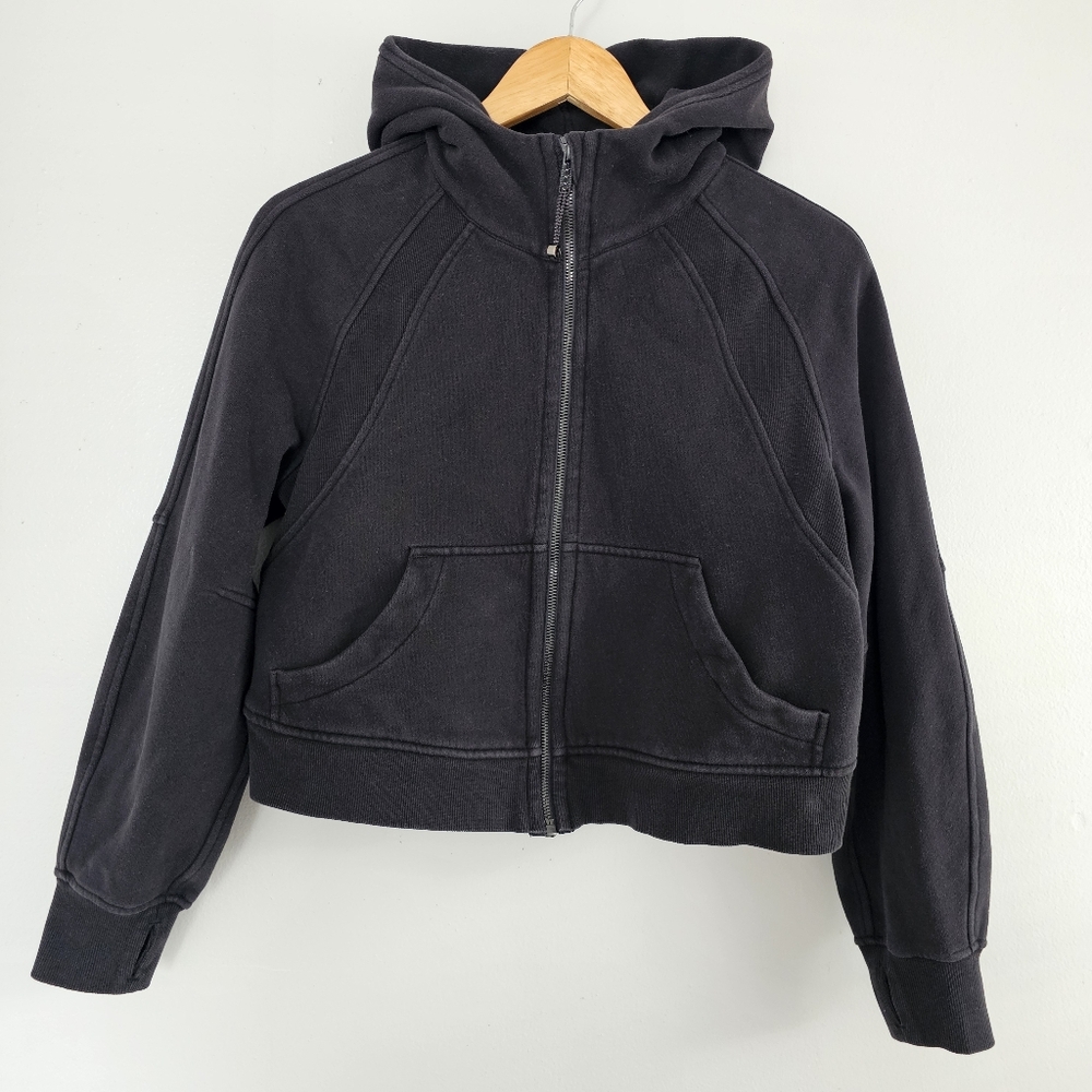 Lululemon Athletica cropped full zip scuba hoodie black size XS small